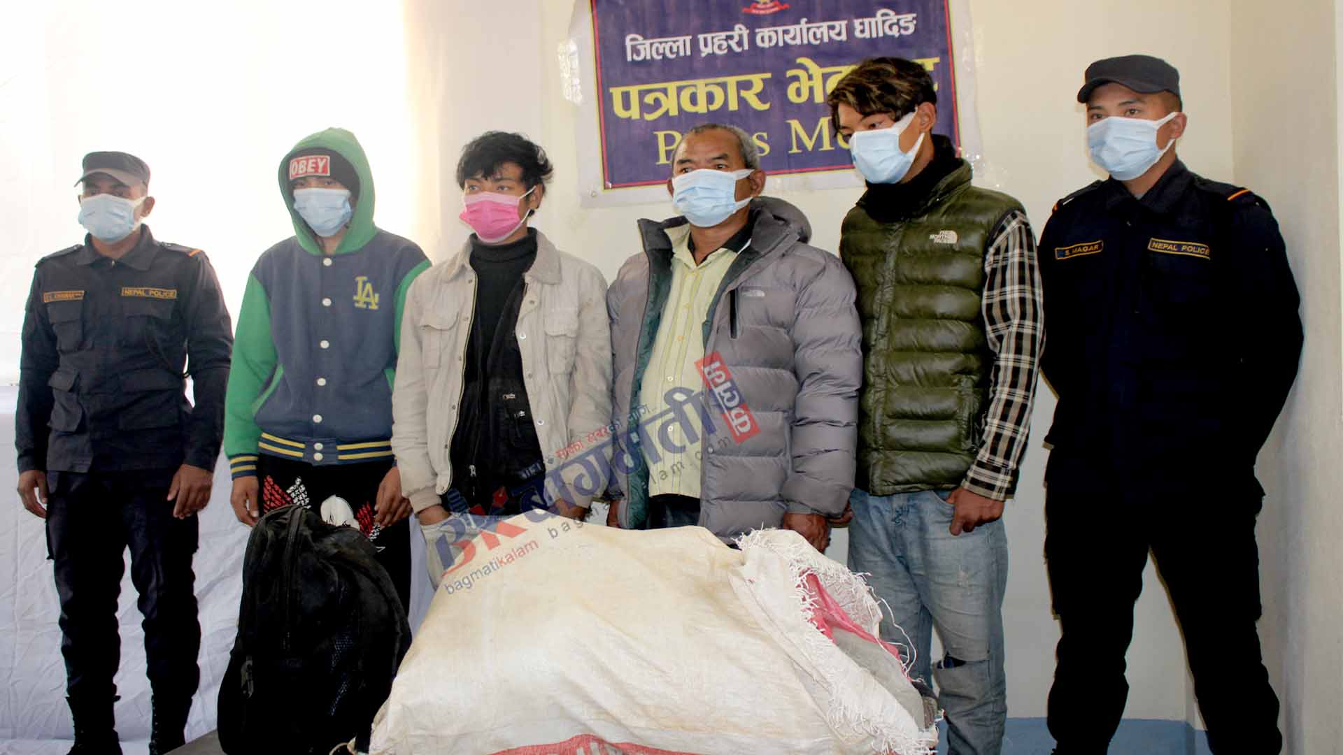 थाक्रे र नौबिसेबाट ९९ किलो गाँजासहित चारजना पक्राउ
